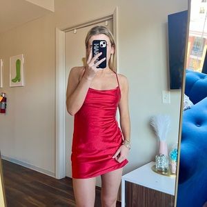 NWT WHITE FOX Red Satin Dress